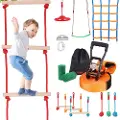 Vevor Ninja Warrior forhindringsbane til børn, 15,24 m vejrbestandige slacklines, 500 lbs vægtkapacitet Monkey Line, udendørs legesæt, baghavelegetøj, træningsudstyrssæt med 10 forhindringer