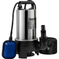 Vevor Dykpumpe, 1100W 20000L/T, med 10 m ledning og automatisk flydeafbryder, bærbar rustfrit stål til snavset eller rent vand, oversvømmelse af afløb, tømning af havedamme, svømmebassiner, spabad