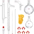 Vevor laboratoriedestillationssæt, 3,3 Boro laboratorieglasdestillationssæt med 24, 40 led, 1000 ml æterisk oliedestillationsapparatsæt, 14 dele glasudstyr