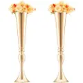 Vevor 2 stk. 56 cm/22,05” høj bryllupsblomstervase, metal bryllupstrompet midtpunkt, guld blomsterstativ til borde bryllupsmiddagsfest, jubilæumsceremoni fødselsdag begivenhed dekoration