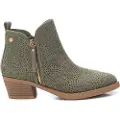 Xti Xtitil kvinder. 14388604-KAKI Ankelstøvler i læder 143886 grøn (37), 3-5 cm, 5-8 cm, Lynlås, Casual