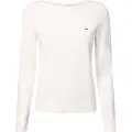 Tommy Hilfiger Tommy Hilfigertil kvinder. WW0WW42050 Hvid strikket trøje med bådhals (XS), Casual, Lange ærmer, Økologisk bomuld, Bæredygtig