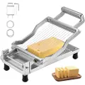 Vevor Osteskærer med tråd, 0,39" og 0,78" Cheeser smørskæreblad, aftagelig osteskærertråd, kommerciel osteskærer i aluminiumslegering med knivtråd i 316 rustfrit stål, køkkenmadlavning