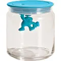 Alessi Køkkenopbevaringskrukke GIANNI 750 ml, blåt låg, glas, Alessi