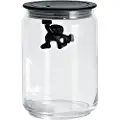 Alessi Køkkenopbevaringskrukke GIANNI 900 ml, sort låg, glas, Alessi