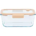 Pebbly - Rektangulær glasdåse med glaslåg og vakuumhætte - 1200 ml - Transparent - Opbevaringsbeholdere - - Homeroom
