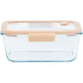 Pebbly - Rektangulær glasdåse med glaslåg og vakuumhætte - 1900 ml - Transparent - Opbevaringsbeholdere - - Homeroom