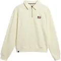 Superdry Superdrytil kvinder. W2012234A Athletic Essentials hvid rullekravesweatshirt med halv lynlås (M), Casual, Bomuld