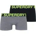Superdry Superdrytil mænd. M3110461A Pakke med 2 klassiske boxershorts grå, navy (M), Afslappet, Bomuld, Blå