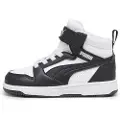 Puma Rebound V6 Mid Toddlers'Sneakers, Shoes, White/Black/Shadow Gray, 22