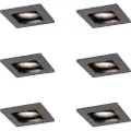 QAZQA Sæt med 6 moderne indbygningsspots Gunmetal GU10 50mm rund Vippbar - Qure