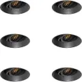 QAZQA Sæt med 6 moderne indbygningsspots sort GU10 rund trimless - Oneon Honey