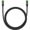 Baseus Braided network cable cat.8 Ethernet RJ45 40Gbps 1m (black) - Sort - 1 meter