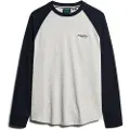Superdry Superdrytil mænd. M6010833A Essential Logo Baseball T-shirt grå (XL), Casual, Bomuld, Lange ærmer