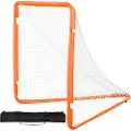 Vevor Lacrossemål, 1,2 m x 1,2 m lille børnelacrossenet, foldbart bærbart lacrossemål med bæretaske, jernramme til baghaven, hurtig og nem opsætning, perfekt til ungdomstræning, orange