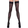 Cottelli Legwear - leopardmønstret stay-ups (sort) - 5