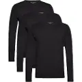 Tommy Hilfiger Tommy Hilfigertil mænd. UM0UM03022 Pakke med 3 Essential langærmede t-shirts sort (XL), Afslappet, Bomuld, Lange ærmer, Bæredygtig