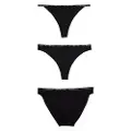 Tommy Hilfiger Tommy Hilfigertil kvinder. UW0UW05756 3 pakker sort undertøj (L), Afslappet, Nylon
