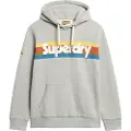 Superdry Superdrytil mænd. M2013691A Stribet hættetrøje med logo Retro grey (XL), Casual, Grå, Bomuld, Bæredygtig