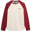 Superdry Superdrytil mænd. M6010833A Baseball Essential Logo T-shirt beige, rødbrun (XXL), Casual, Bomuld, Lange ærmer