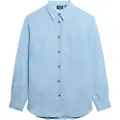 Superdry Superdrytil kvinder. W4010463A Afslappet hørskjorte med blåt boyfriend-snit (XS), Casual, Linned, Lange ærmer
