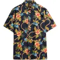 Superdry Superdrytil mænd. M4010947A Navy skjorte med hawaii-print (XL), Casual, Modal, Korte ærmer, Blå
