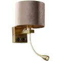 QAZQA Væglampe bronze med taupe fløjlsskærm 18 cm - Brescia Combi