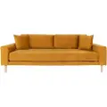 House Nordic - Sofa 3-pers. Lido. Velour med ben i naturfarve - Gul - 3-pers. sofaer - - Homeroom