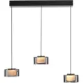 Paul Neuhaus Hanglamp zwart met smoke glas incl. LED 3-lichts easylift - Rika