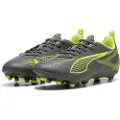 Puma ULTRA 5 PLAY FG/AG Football Boots Youth, Shoes, Matte Aged Silver/Yellow Alert/Aged Silver, 34