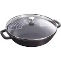 Staub Wok 30 cm, med glaslåg, sort, Staub