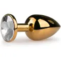 EasyToys Metal No.1 - hvid sten, kegleformet anal plug - guld (2,5 cm)