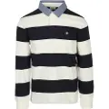 Gant Ganttil mænd. 2004083 Polo Heavy Striped Chambray Polo Hvid, marineblå (L), Casual, Bomuld, Lange ærmer