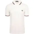 Fred perry Fred Perrytil mænd. M3600 Poloshirt med hvid piping (XL), Casual, Bomuld, Korte ærmer