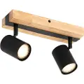 QAZQA Smart loftspot sort med træ 2-lys justerbar inkl. Wifi GU10 50mm - Jeana