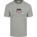 Gant Ganttil mænd. 2003199 T-shirt med gråt skjold (M), Casual, Bomuld, Korte ærmer