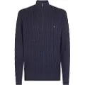 Tommy Hilfiger Tommy Hilfigertil mænd. MW0MW36532 Strikket trøje med halv lynlås navy (L), Casual, Bomuld, Blå
