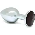 Rimba XS - sort sten, metal anal plug (sølv)
