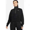 Nike Sportswear Phoenix Fleece-sweatshirt med kort snit og 1/4 lynlås til kvinder - sort