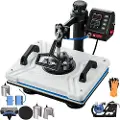 Vevor Heat Press 12X15 Inch 10 In 1 Heat Press 1000W Heat Press Machine med 360° Rotation Swing Away White Heat Press T-Shirt Sublimation Machine Dual-tube Opvarmning til gør-det-selv kuglepenne Kaske
