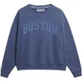 Superdry Superdrytil kvinder. W2012443A Athletic Essentials navy sweatshirt med rund hals og løs pasform (M), Casual, Bomuld, Blå