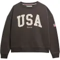 Superdry Superdrytil kvinder. W2012443A Athletic Essentials sweatshirt med rund hals og løs pasform, mørkegrå (M), Casual, Bomuld