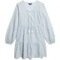 Superdry Superdrytil kvinder. W8011914A Minikjole i lag med blåt broderi (XXS), Casual, Bomuld, Lange ærmer
