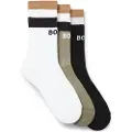 Hugo Boss BOSStil mænd. 50543647 3 par Iconic-strømper - hvid, grøn, sort (43-46), Afslappet, Bomuld
