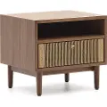 Kave Home - Elan sengebord i finér og massiv valnød med snor 51x45cm 100%. Fsc - Brun - Sengeborde - - Homeroom