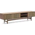 Kave Home - Elan Tv skab 3 døre finer og massiv valnød og snor 200 x 50 cm Fsc 100% Fsc - Brun - Tv-bænke & mediebænke - - Homeroom
