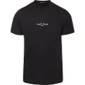 Fred perry Fred Perrytil mænd. M4580 T-shirt med sort logo (S), Casual, Bomuld, Korte ærmer