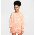 Nike Oversized Nike Sportswear Club Fleece-sweatshirt med rund hals til større børn (piger) - Orange