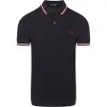 Fred perry Fred Perrytil mænd. M3600 Poloshirt med marineblå piping (M), Casual, Bomuld, Korte ærmer