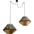 QAZQA Pendellampe sort med dobbelt velourskærm bladdesign og beige 2-lys - Cava Luxe
